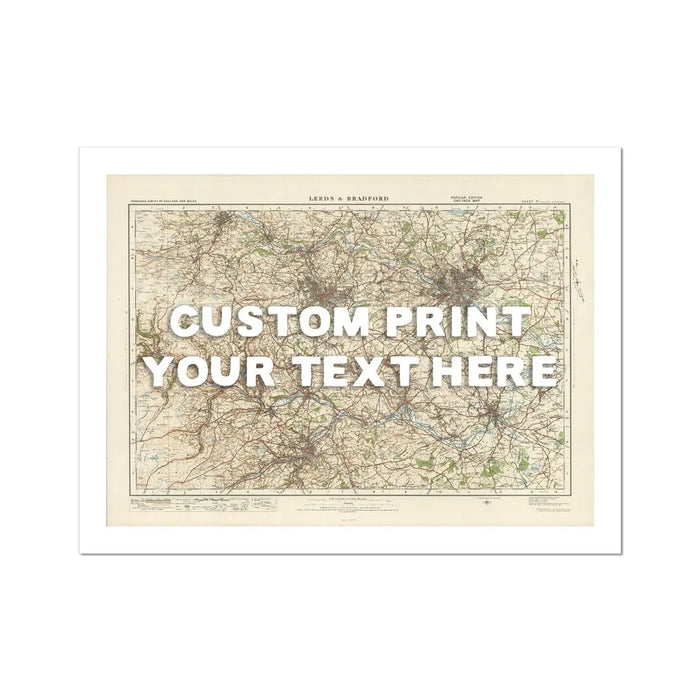 Leeds Personalised Map Print | Custom Map of Leeds | White Hand Drawn Font - Unframed Wall Art