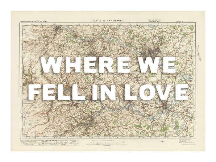 Leeds Personalised Map Print | Custom Map of Leeds | White Hand Drawn Font - Unframed Wall Art