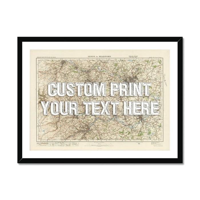 Leeds Personalised Map Print | Custom Map of Leeds | White Vintage Font - Framed Wall Art