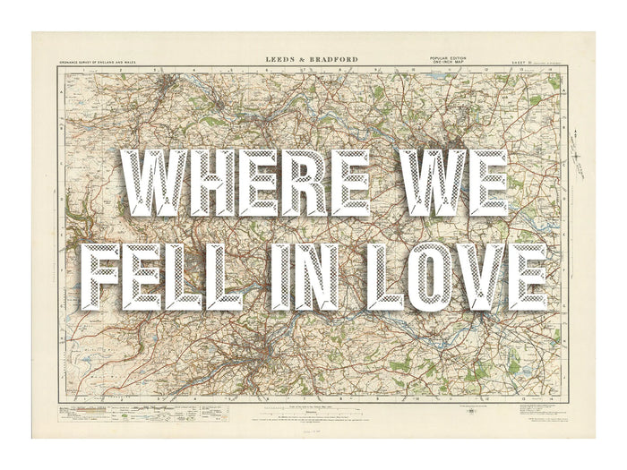 Leeds Personalised Map Print | Custom Map of Leeds | White Vintage Font - Framed Wall Art