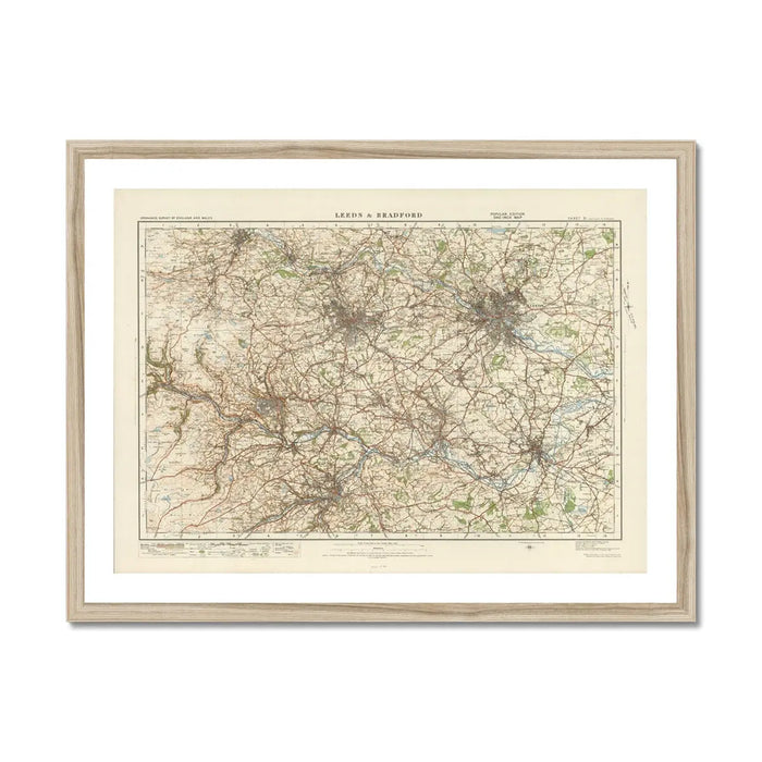 Leeds Vintage Map Print | Map Print of Leeds - Framed Wall Art