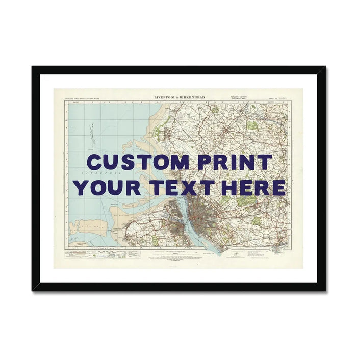 Map print of Liverpool | Personalised Map Print | Map Prints with navy font - Framed wall art