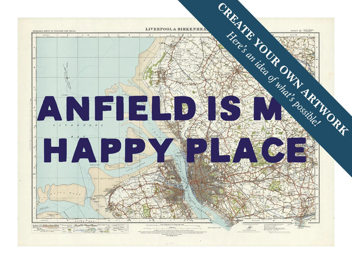 Map print of Liverpool | Personalised Map Print | Map Prints with navy font - Framed wall art