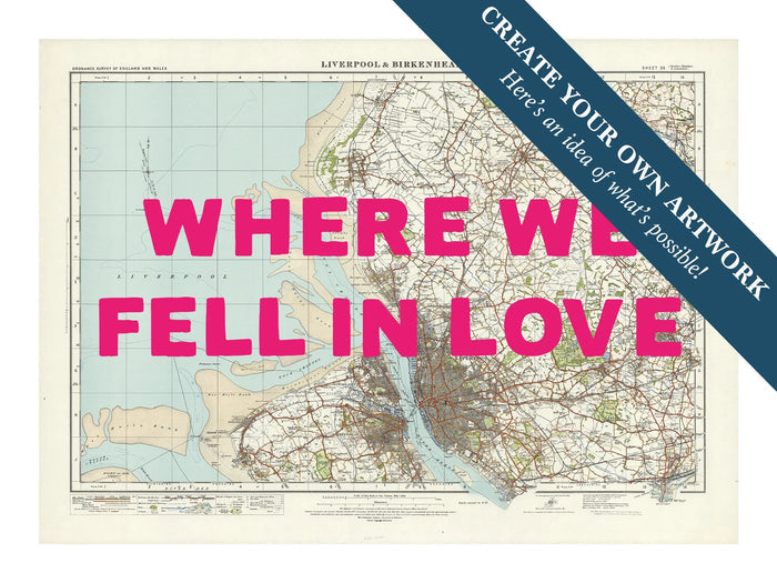 Custom Map Print of Liverpool | Personalised Map Print | Map Prints in Pink Wording - Framed Wall Art