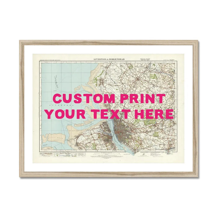 Custom Map Print of Liverpool | Personalised Map Print | Map Prints in Pink Wording - Framed Wall Art