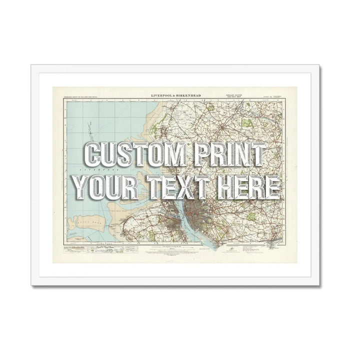 Map Prints of Liverpool | Personalised Map Print | Map Print in White font - Framed wall art