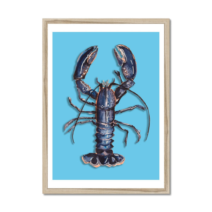 Lobster Art Print | Colourful Kitchen Wall Art | Lobster Painting on Blue - Unframed