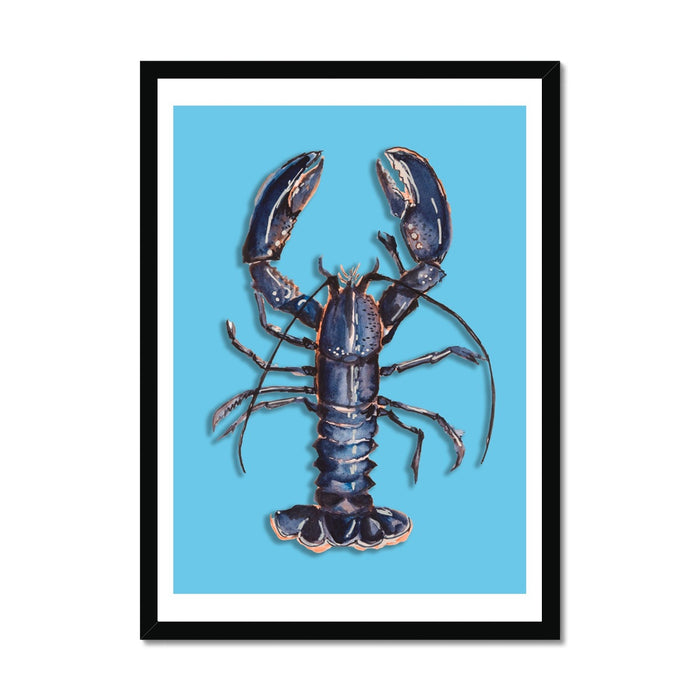 Lobster Art Print | Colourful Kitchen Wall Art | Lobster Painting on Blue - Unframed