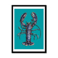 Lobster Print | Colourful Kitchen Wall Art | Lobster Painting on Green - Framed