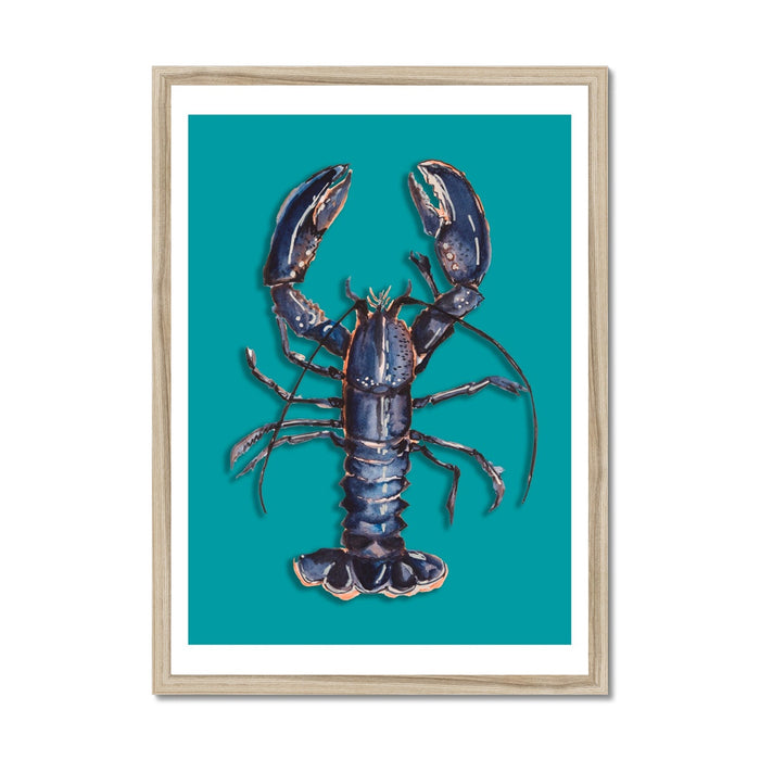 Lobster Print | Shellfish Kitchen Wall Art | Lobster Painting on Green Background - Unframed
