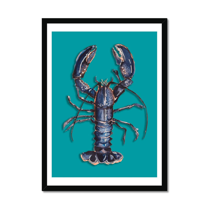 Lobster Print | Shellfish Kitchen Wall Art | Lobster Painting on Green Background - Unframed