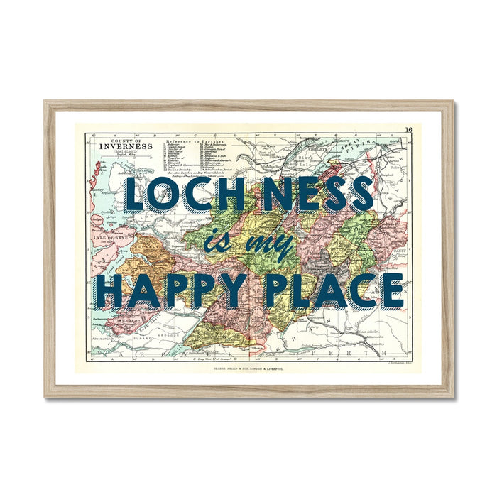 Loch Ness Map Print | My Happy Place Navy - Unframed