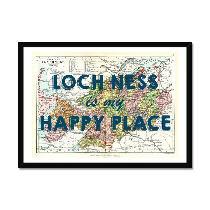 Loch Ness Map Print | My Happy Place Navy - Unframed