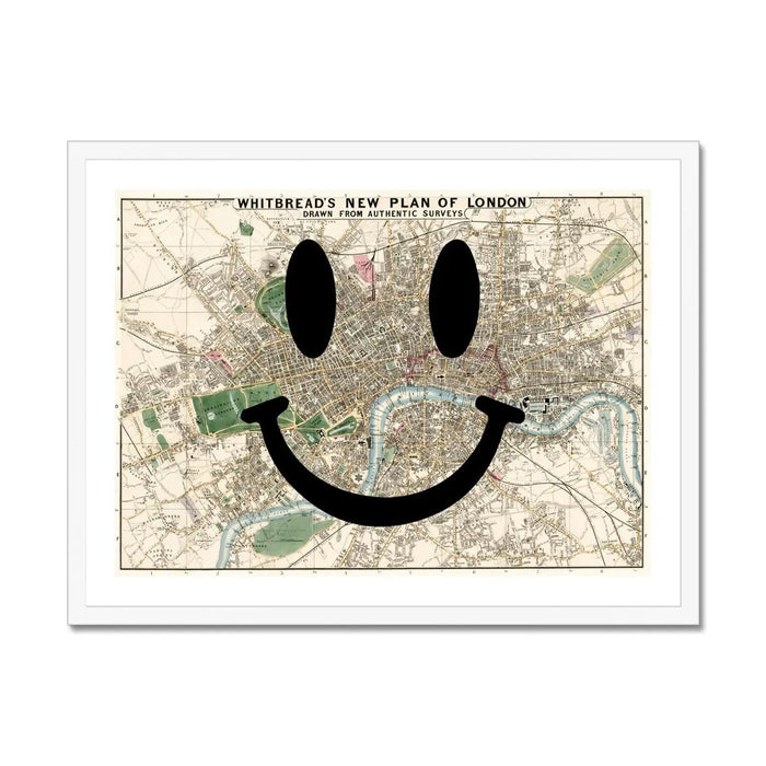 London Makes Me Happy (London Map) Vintage Map Art - Framed - Beach House Art
