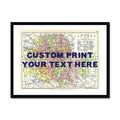 Framed personalised city map art print of London with navy font - custom wall art