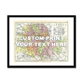 Custom map print of London with white font - Framed Wall Art