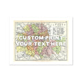 Personalised London map print of a vintage London map with white font