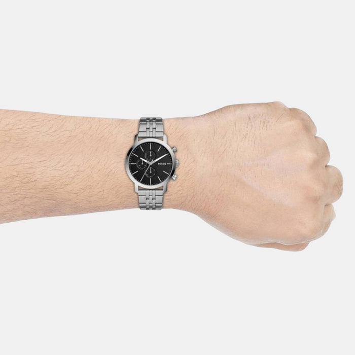 Luther Men Quartz Black Dial Chronograph Stainless Steel Watch BQ2328