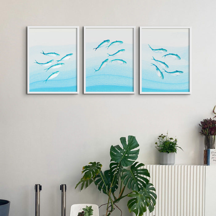 Mackerel Shoal 2 | Fish Wall Art Print - Framed