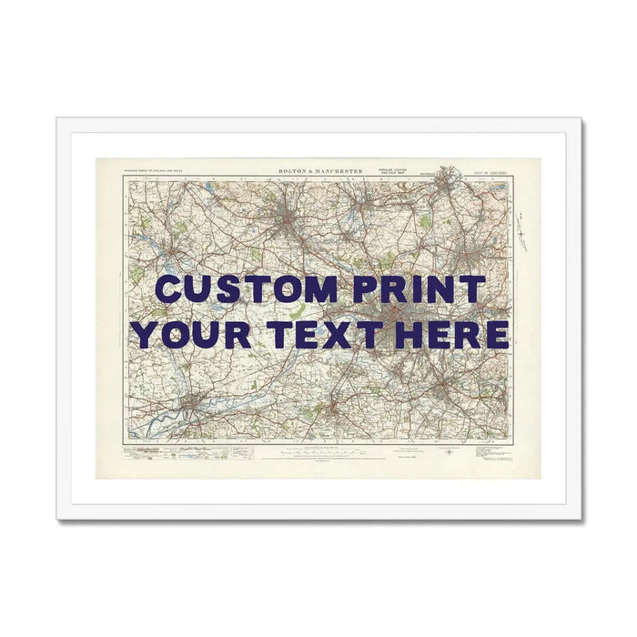 custom Map print of Manchester | Personalised Map Print | Map Prints in navy type - Framed wall art