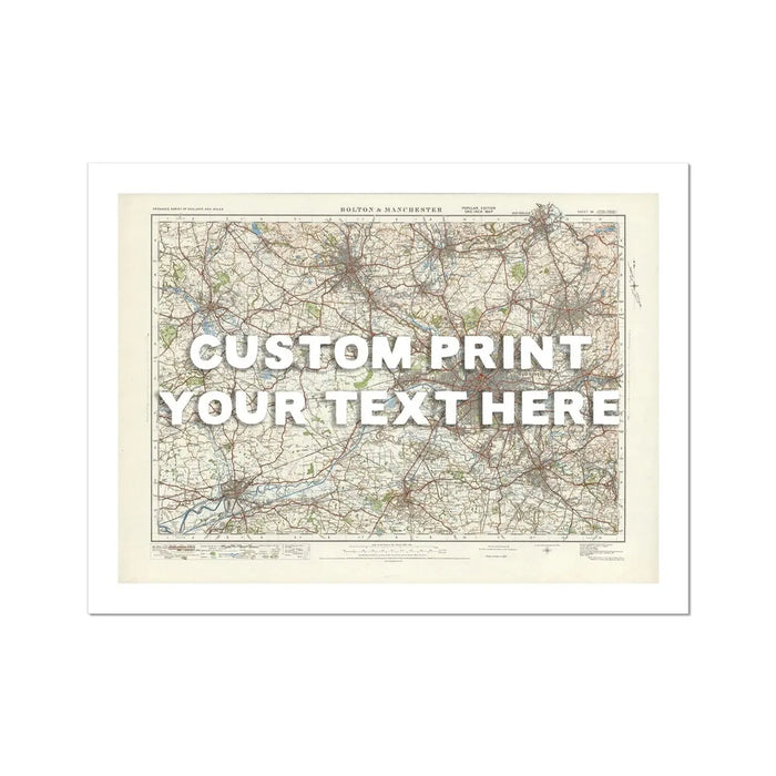 City map wall art featuring a personalised map print of Manchester with white font - unframed wall art