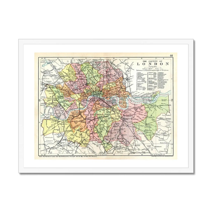 Framed London Map Print | Vintage Map Print | London - Framed