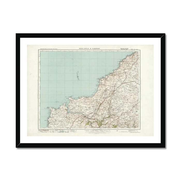 Map Print of North Cornwall | Detailed Vintage Map of North Cornwall Print - Framed Wall Art