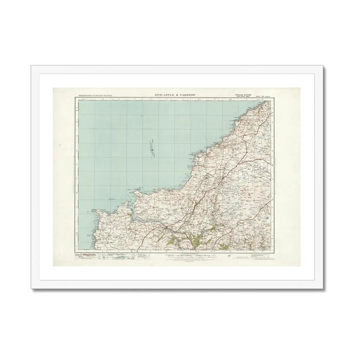 Map Print of North Cornwall | Detailed Vintage Map of North Cornwall Print - Framed Wall Art