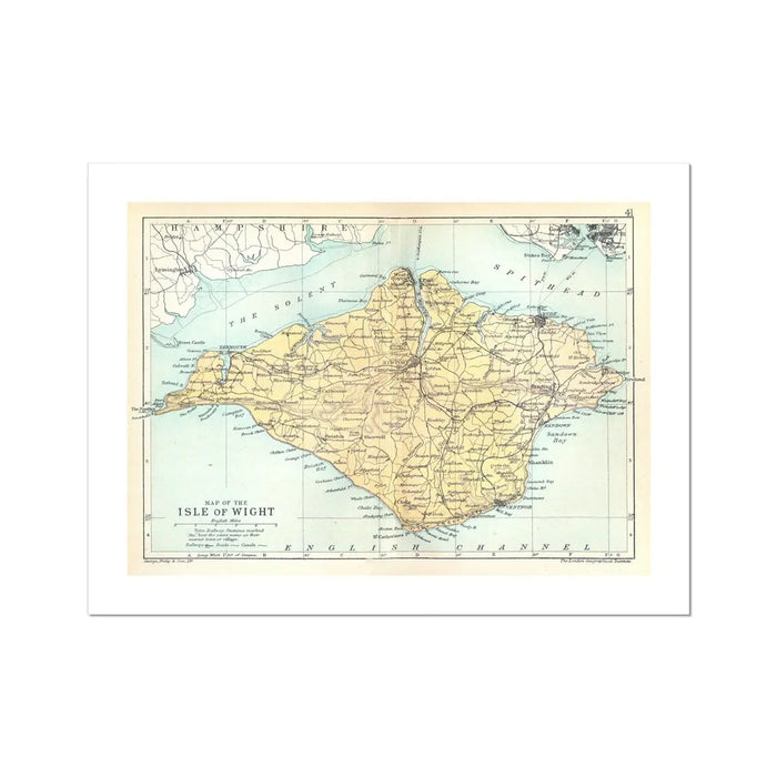 Vintage Map Print of Isle of Wight - Unframed Map Art Print
