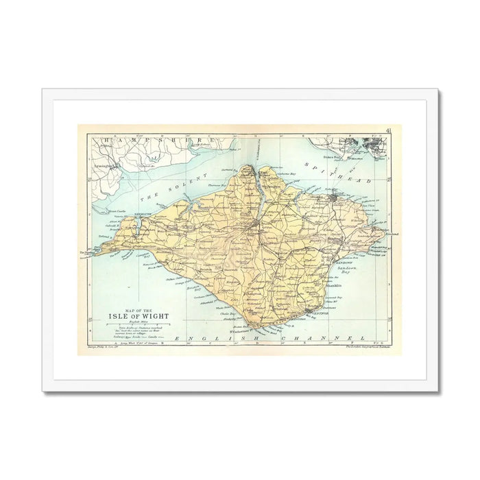 Map Print of the Isle of Wight | Vintage Map of Isle of Wight Print - Framed Wall Art