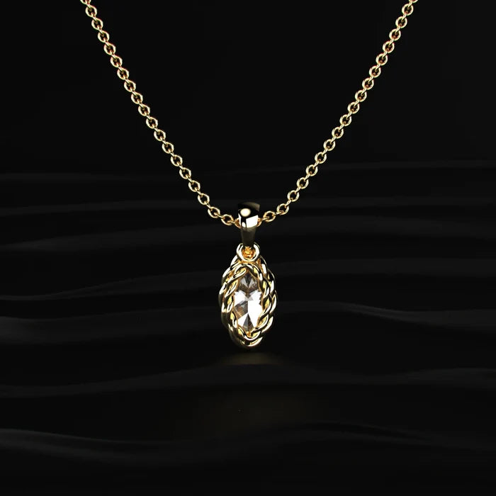 Marquise Cut Diamond Solitaire Pendant | Earthly Jewels | Back Image