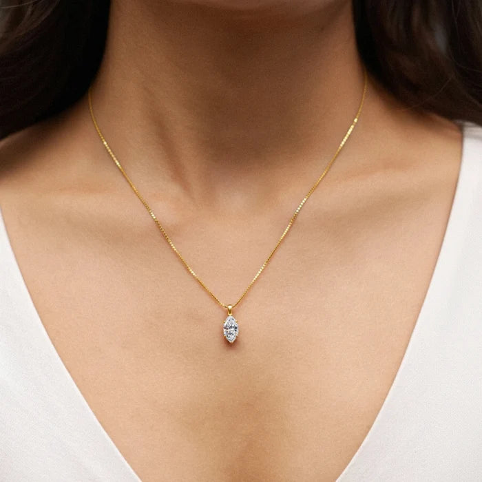 Marquise Solitaire Pendant | Earthly Jewels | Model image
