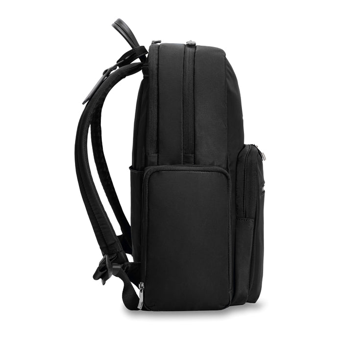 Briggs & Riley Rhapsody medium backpack in black with adjustable straps and spacious compartments for travel and daily use.