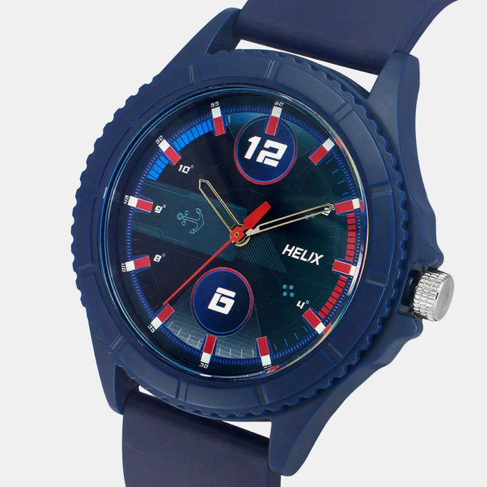 Men Quartz Blue Dial Analog Silicone Watch TW033HG16