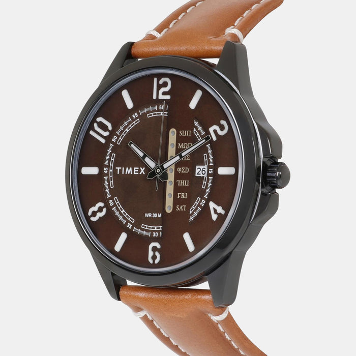 Timex Men Round Brown watch