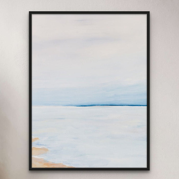 Modern Abstract Coastal Painting No 2 | Minimal Sea Painting Blue - Framed Wall Art
