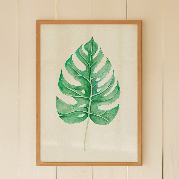Monstera Leaf Artwork No 1 | Green Botanical Wall Art - Framed
