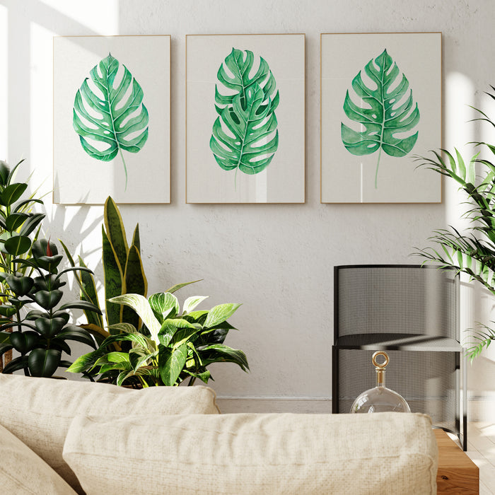 Monstera Leaf Artwork No 1 | Green Botanical Wall Art - Framed