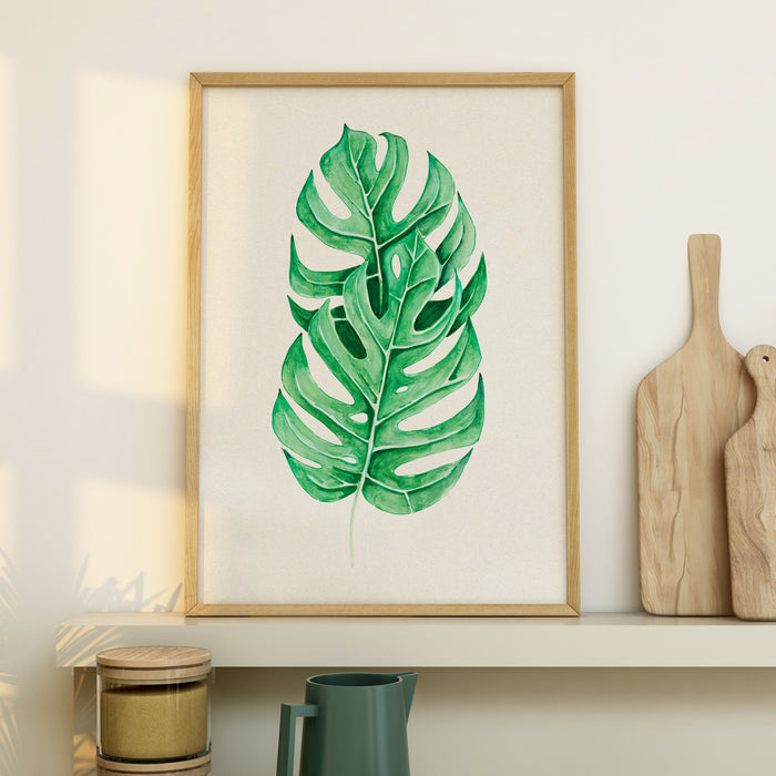 Monstera Leaf Artwork No 2 | Green Botanical  Wall Art - Framed