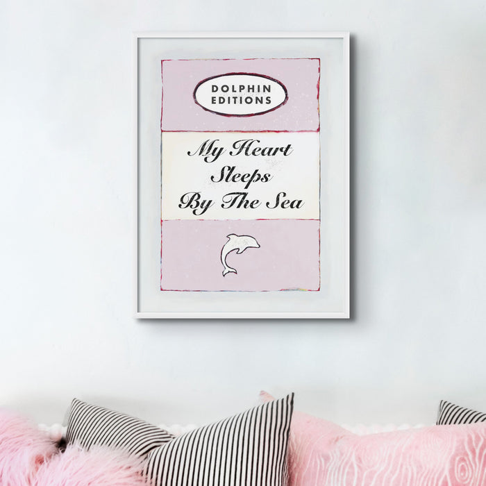 My Heart Sleeps (Pink) Quote on Vintage Style Book Cover Print