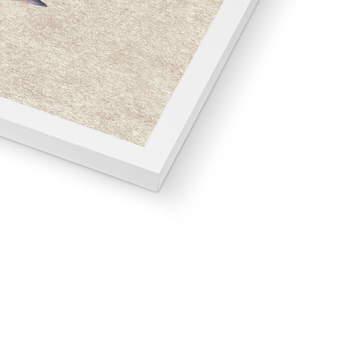 Close-up of a textured beige fabric with a white frame on a white background