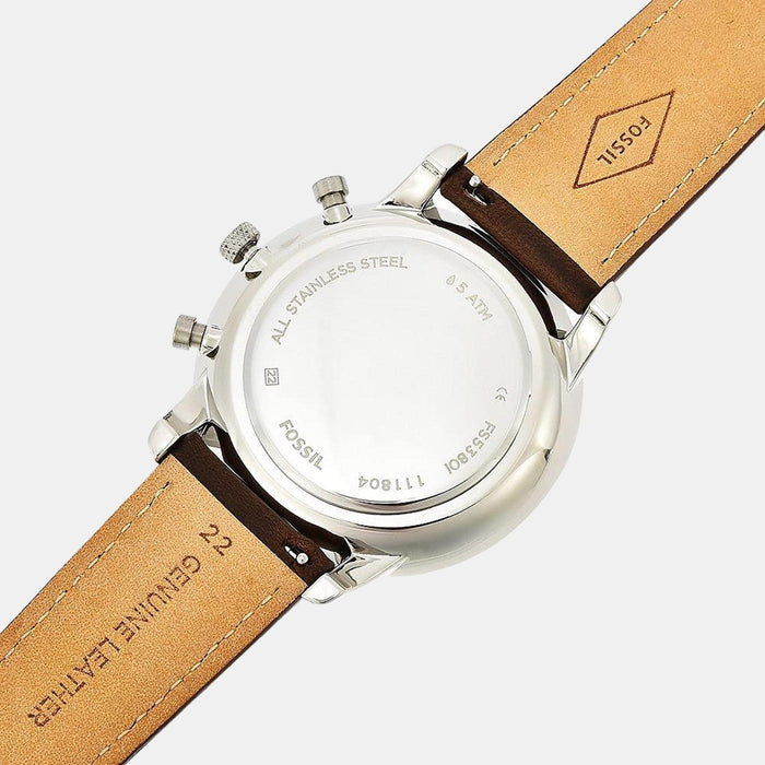 Neutra Men Quartz Silver Dial Chronograph Leather Watch FS5380