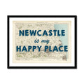 Newcastle is my Happy Place | Map Print of Newcastle | Map Art - Framed Wall Art