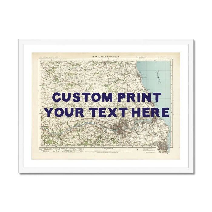 Newcastle Personalised Map Print | Custom Map of Newcastle | Navy Hand Drawn Font - Framed Wall Art