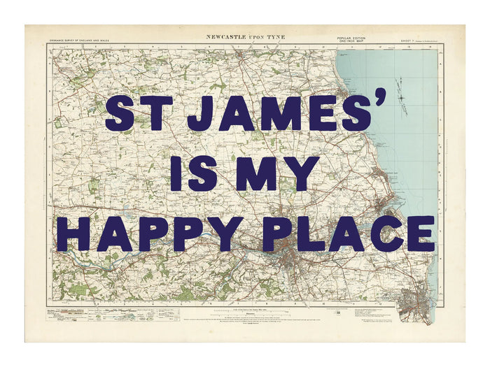 Newcastle Personalised Map Print | Custom Map of Newcastle | Navy Hand Drawn Font - Framed Wall Art