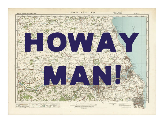Newcastle Personalised Map Print | Custom Map of Newcastle | Navy Hand Drawn Font - Unframed Wall Art