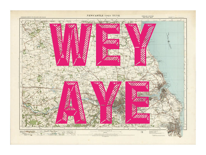 Newcastle Personalised Map Print | Custom Map of Newcastle | Pink Vintage Font - Framed Wall Art