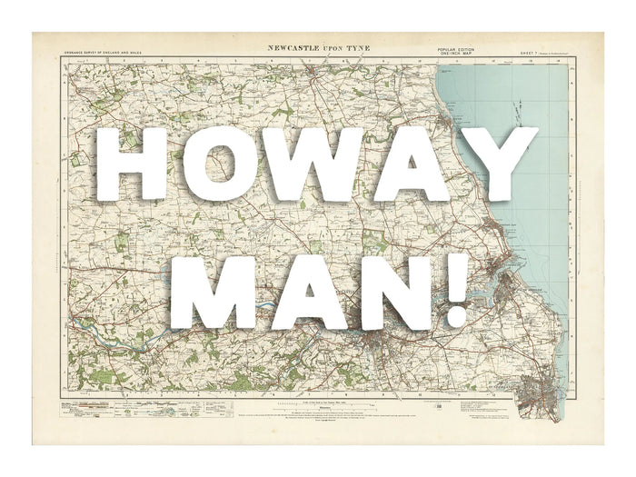 Newcastle Personalised Map Print | Custom Map of Newcastle | White Hand Drawn Font - Framed Wall Art