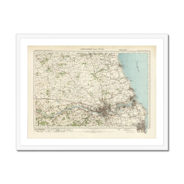Newcastle Vintage Map Print | Map Print of Newcastle - Framed Wall Art