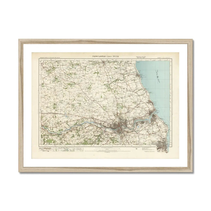 Newcastle Vintage Map Print | Map Print of Newcastle - Framed Wall Art